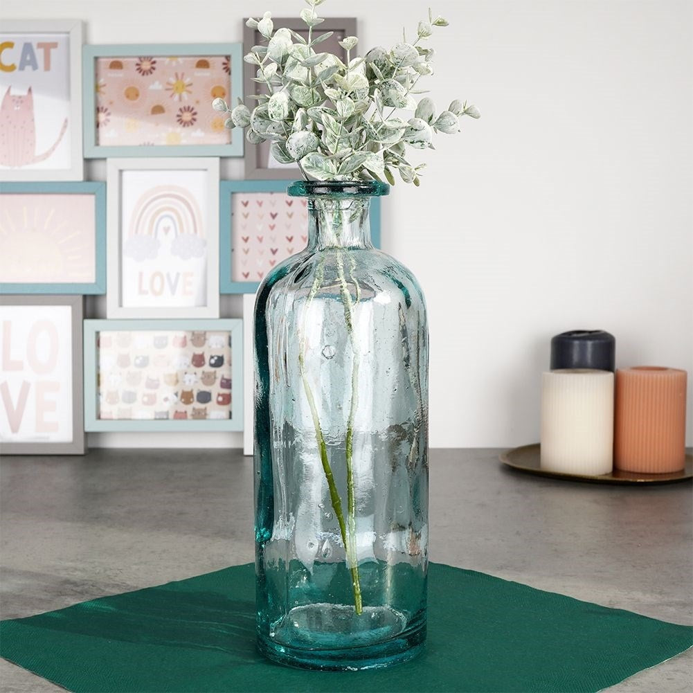 Recycled blue glass vase for fresh and artificial flowers