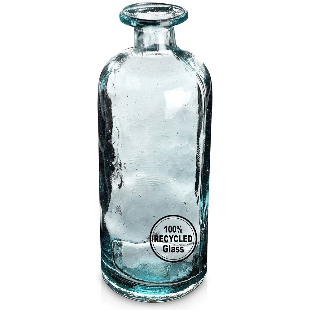 Recycled blue glass vase for fresh and artificial flowers