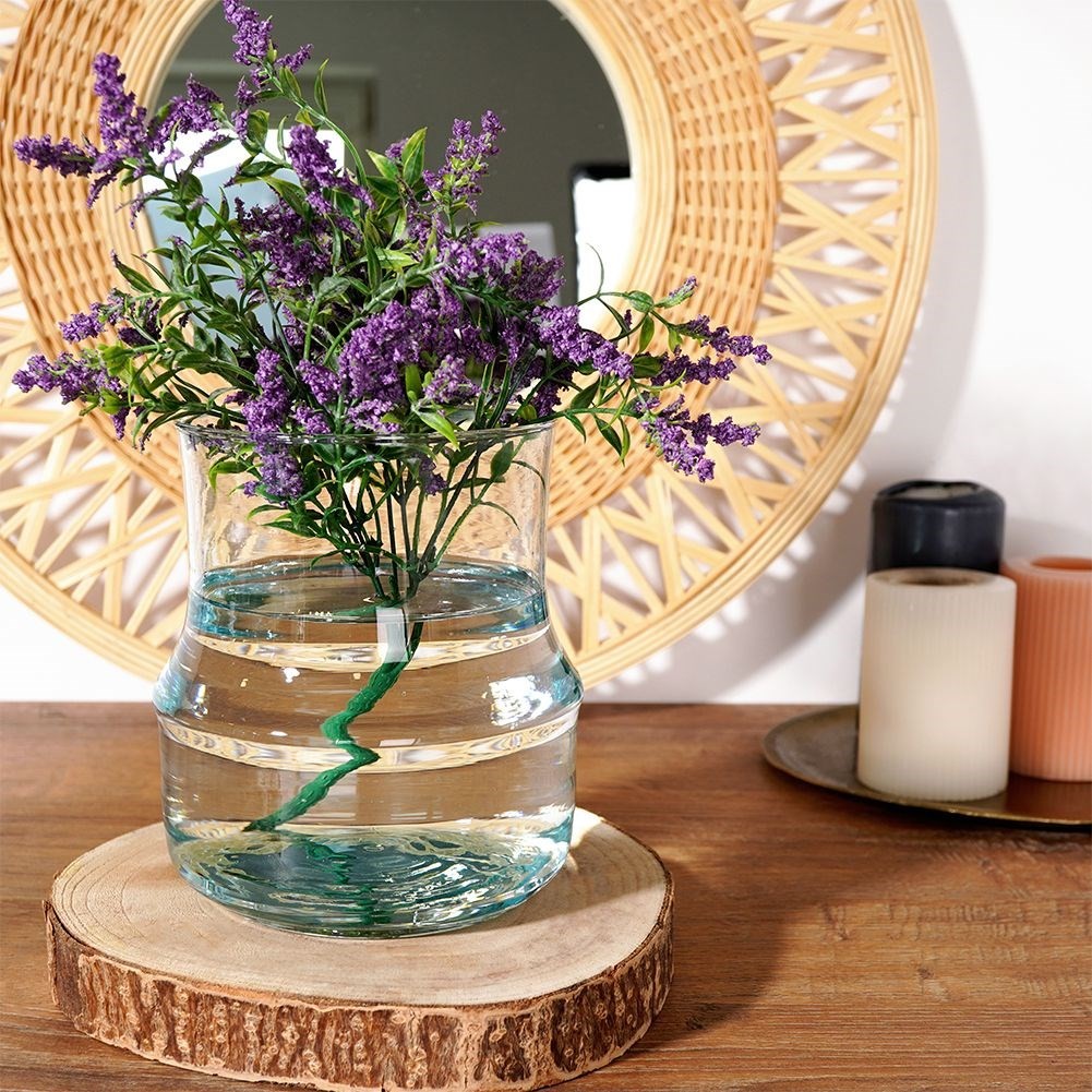 Recycled blue glass vase for fresh and artificial flowers