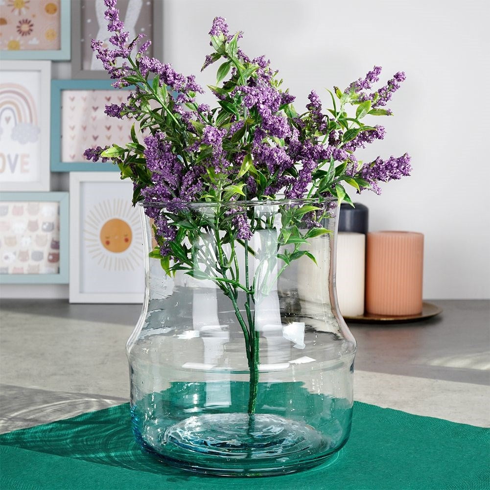 Recycled blue glass vase for fresh and artificial flowers