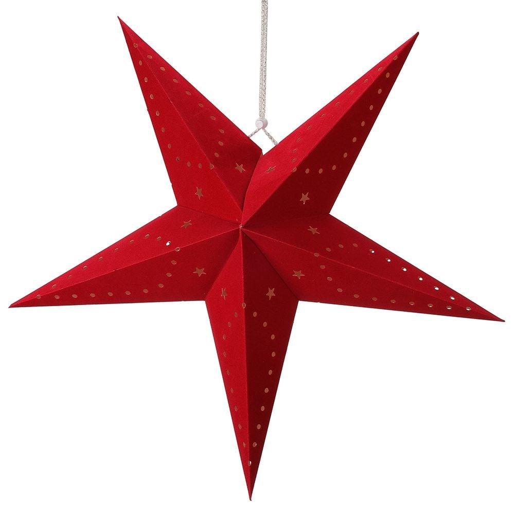 Red Christmas star with 10 LED lights and velvet finish