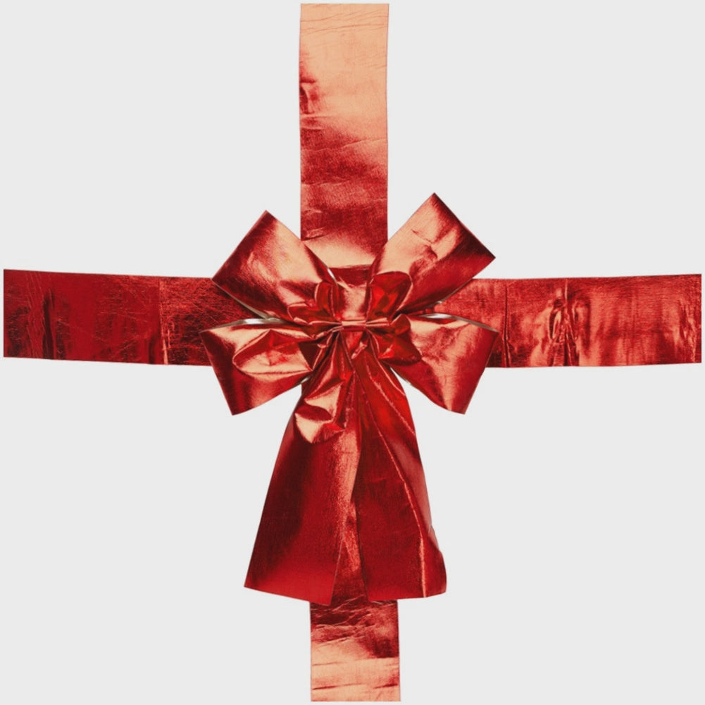 Red Door Bow with 4.3m Ribbon, 33x42 cm, Velcro Install