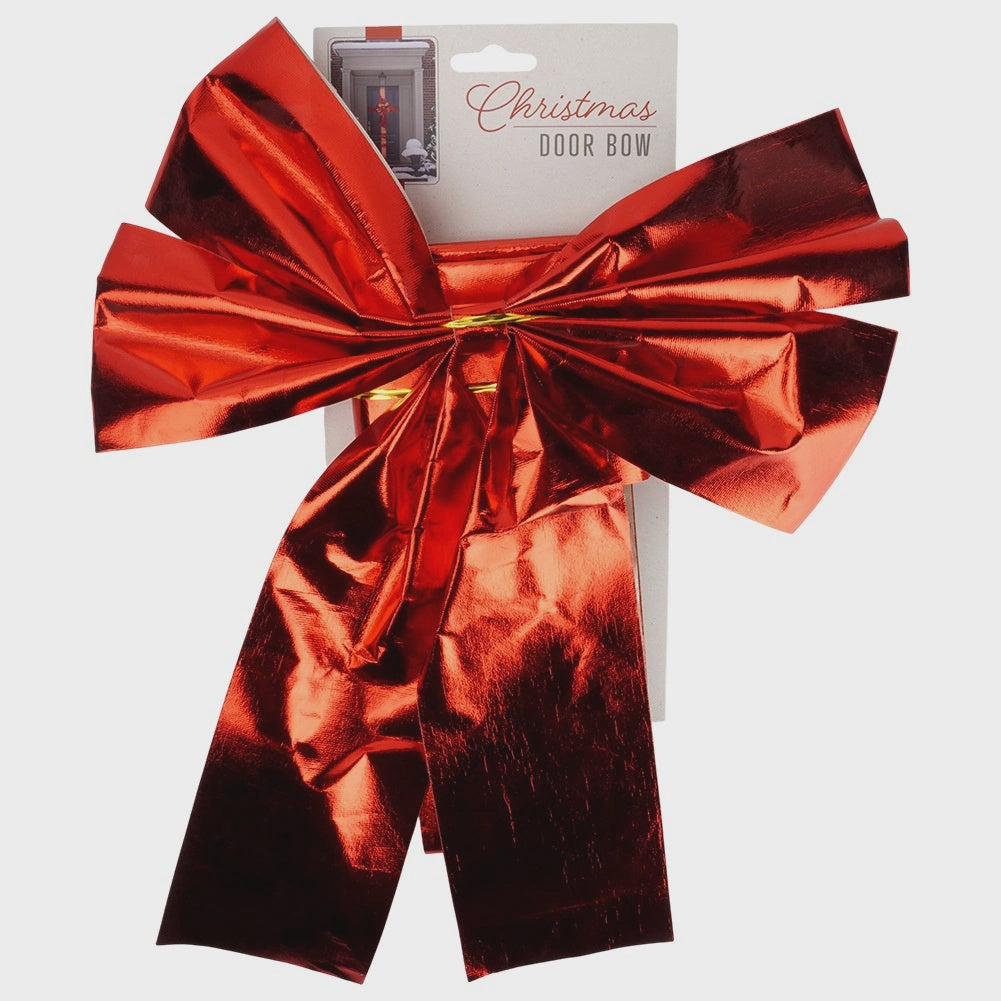 Red Door Bow with 4.3m Ribbon, 33x42 cm, Velcro Install