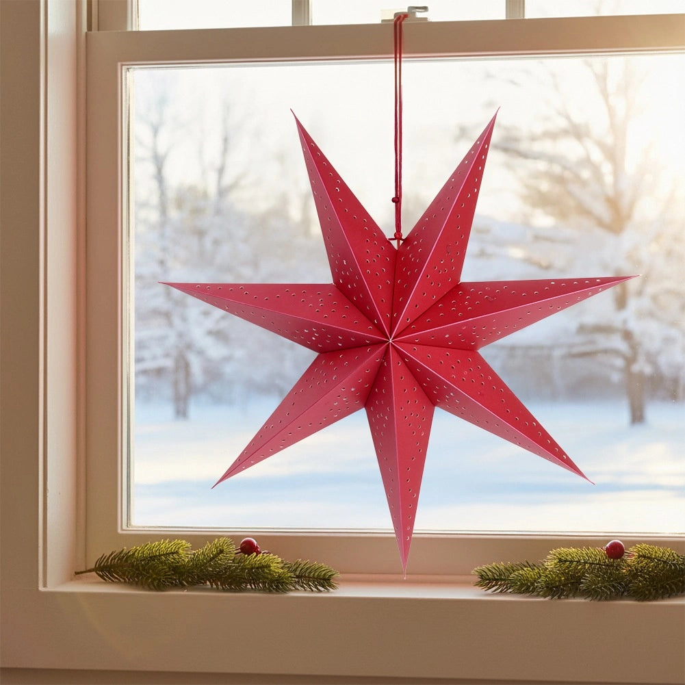 Red Paper Decorative Star, 45 cm, Openwork Design