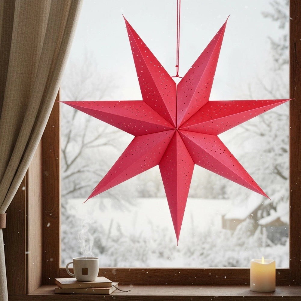 Red Paper Decorative Star, 75 cm, Lace Pattern