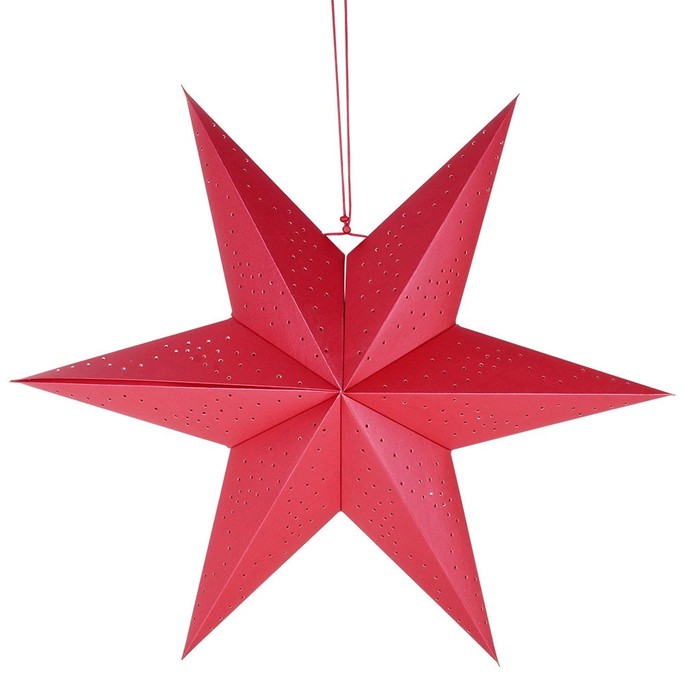 Red Paper Star Decoration, 60 cm, Openwork Design