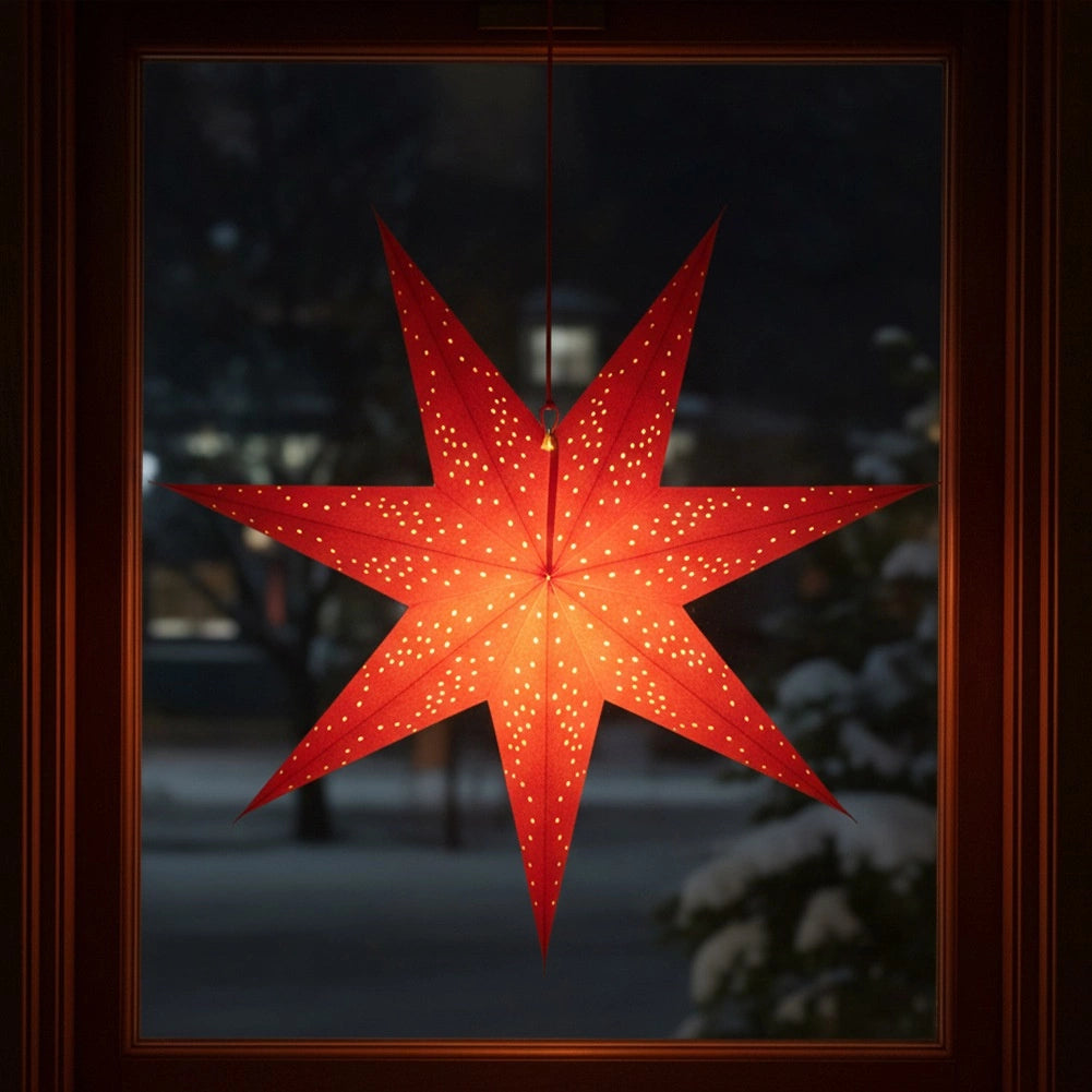 Red Paper Star Decoration, 60 cm, Openwork Design