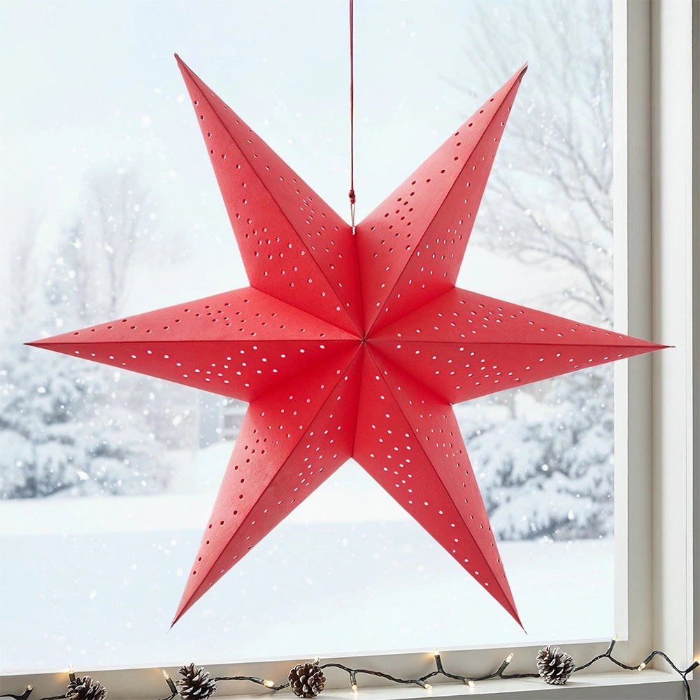Red Paper Star Decoration, 60 cm, Openwork Design