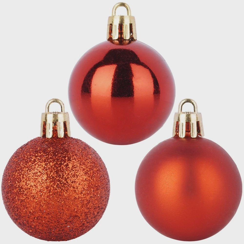 Red Shatterproof Christmas Baubles, 4 cm, Set of 20