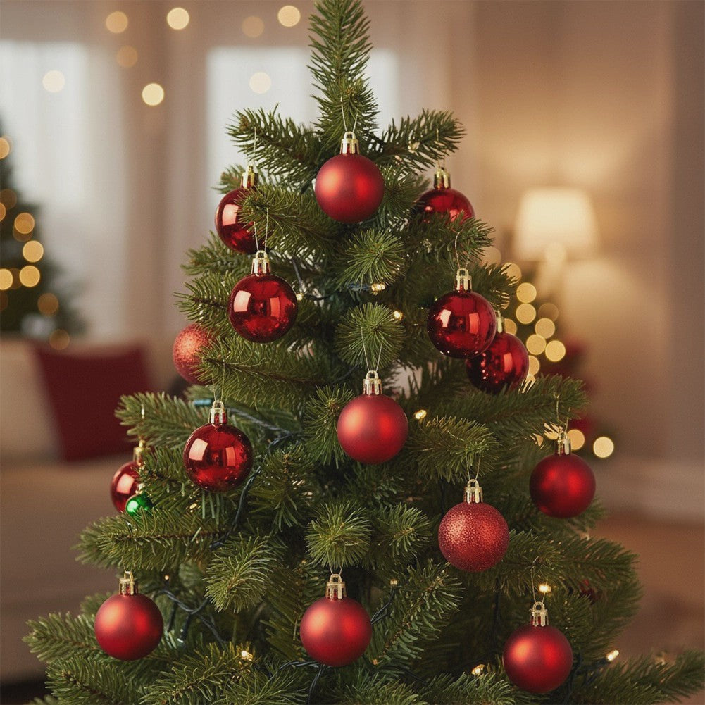 Red Shatterproof Christmas Baubles, 4 cm, Set of 20