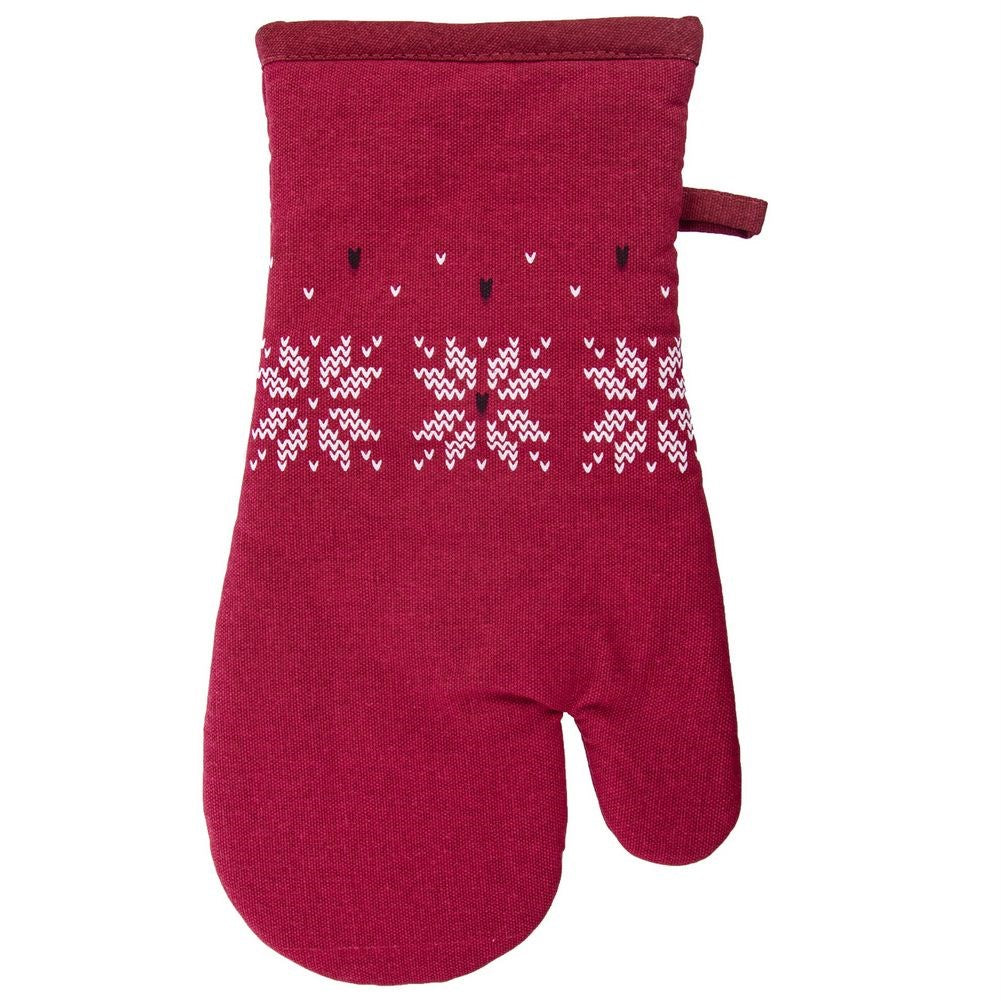 Red cotton oven glove 31 cm