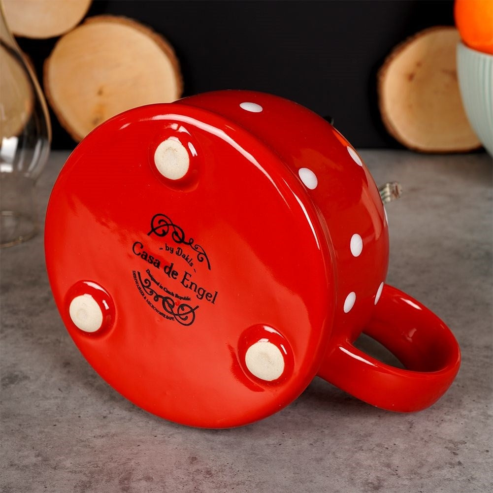 Red oil lamp in glass and ceramic with adjustable wick