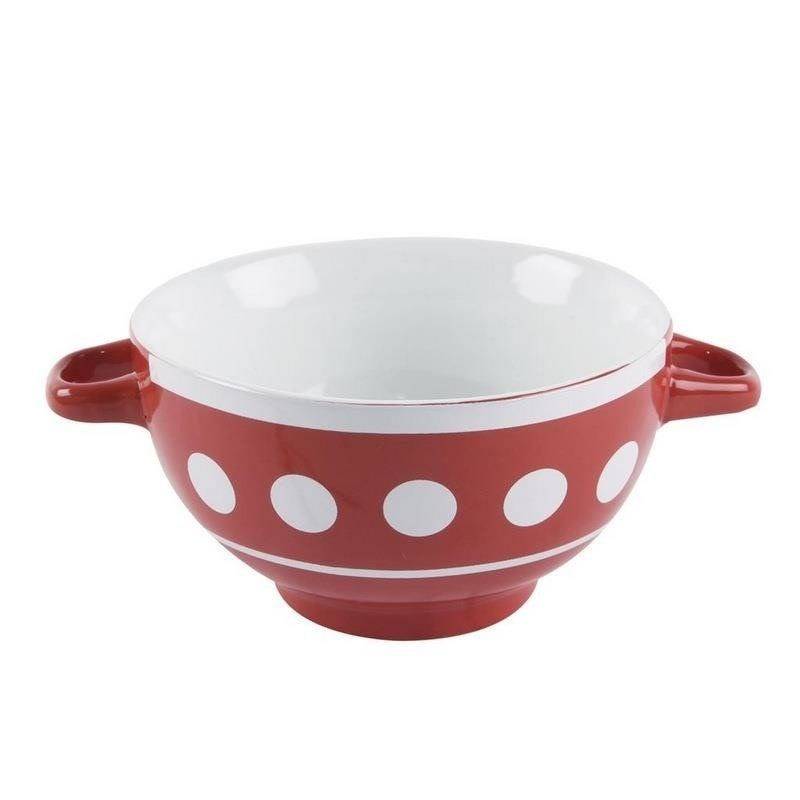 Red polka dot ceramic stock bowl 600 ml