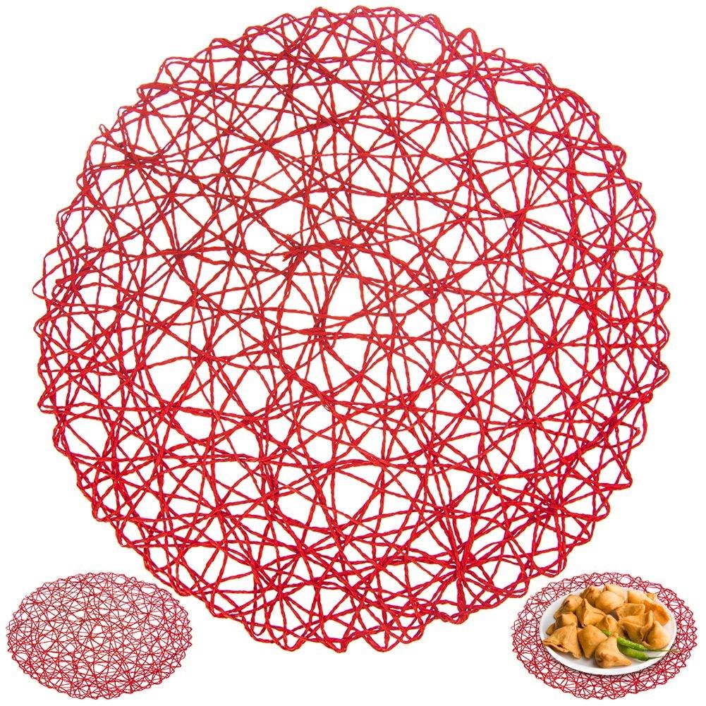 Red round paper placemat, 35 cm diameter