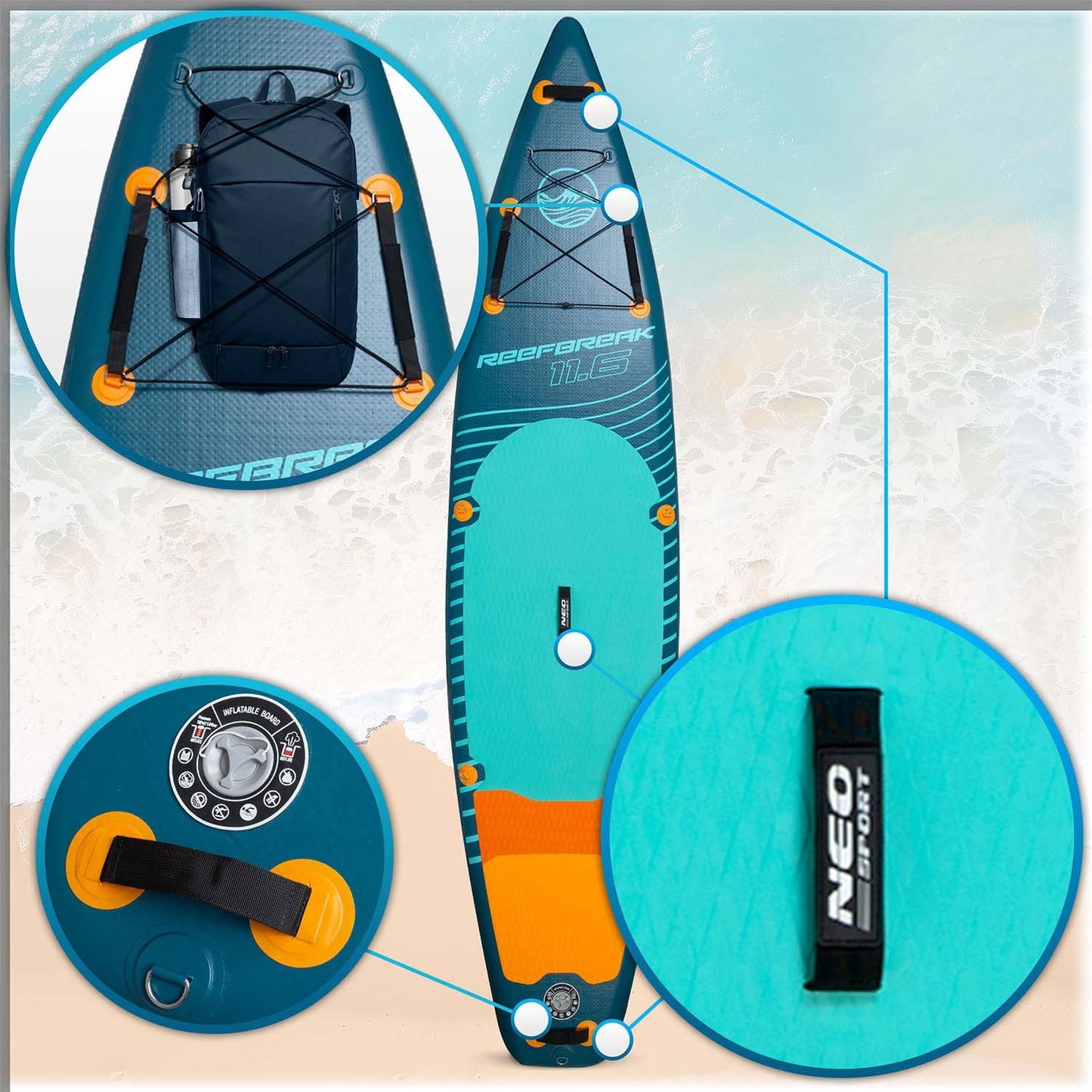 Reefbreak SUP board 350 x 81 x 15 cm Neo-Sport 170301