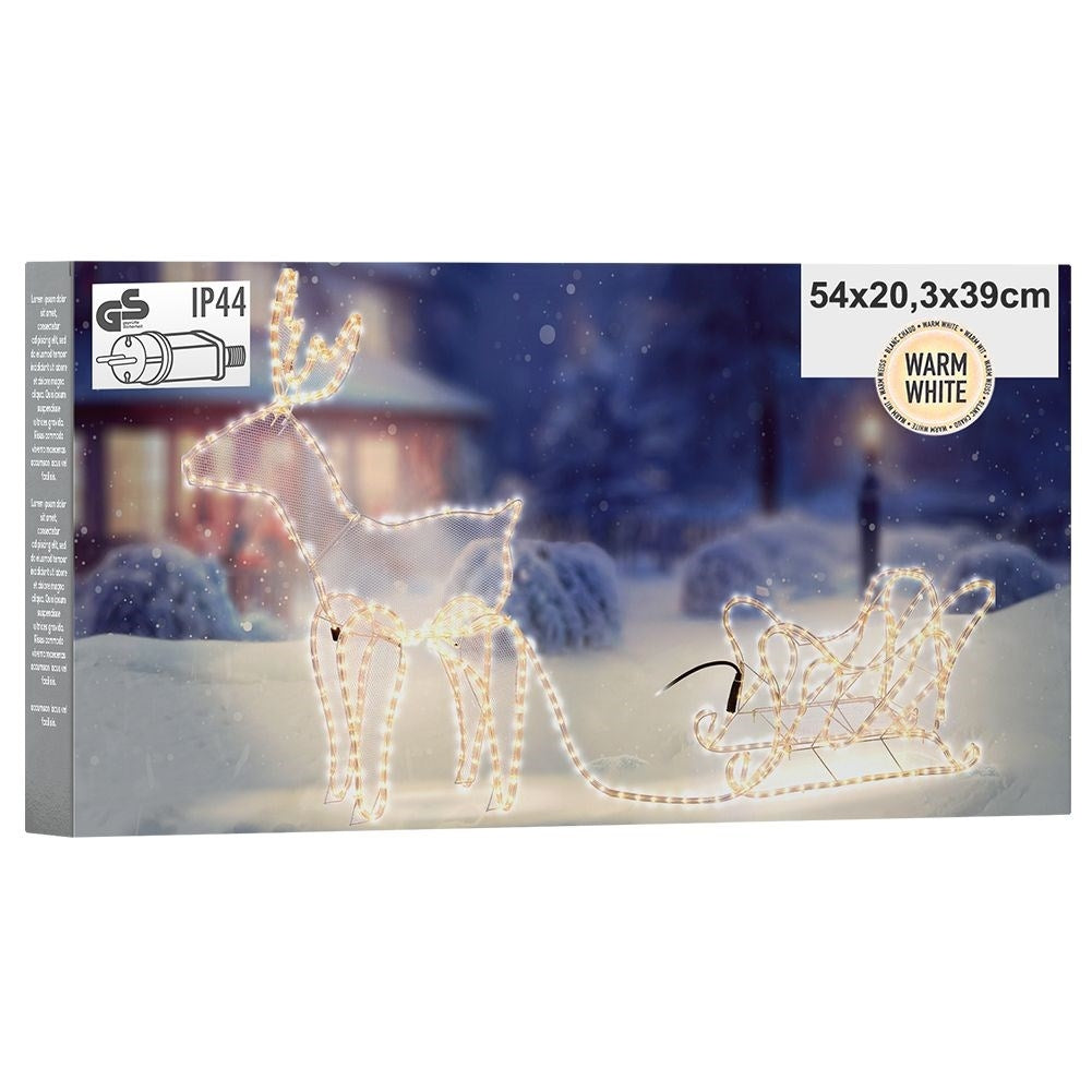 Reindeer with sled, 504 LED lights, indoor/outdoor Christmas decoration