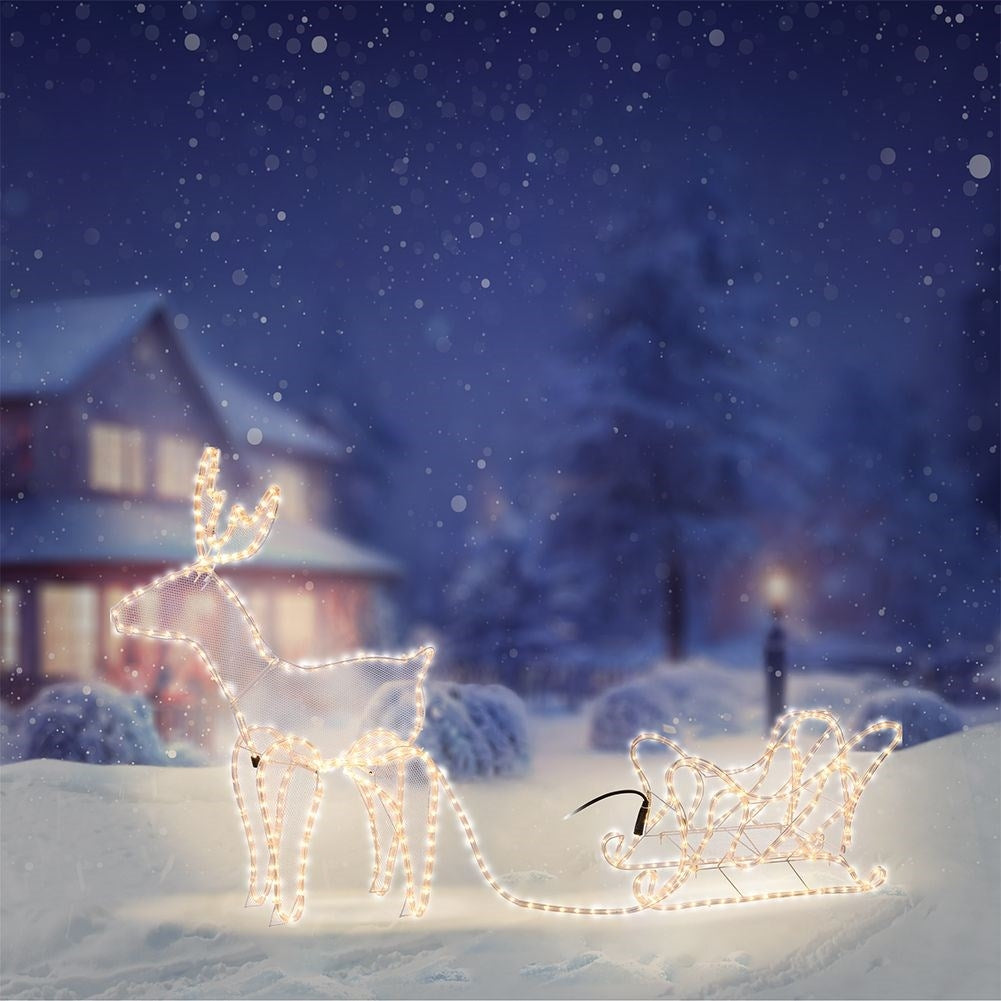 Reindeer with sled, 504 LED lights, indoor/outdoor Christmas decoration