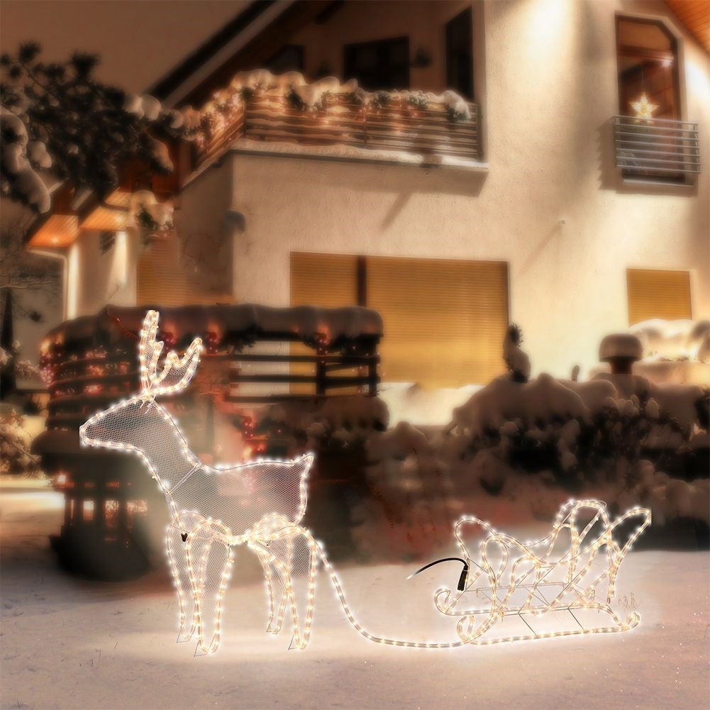 Reindeer with sled, 504 LED lights, indoor/outdoor Christmas decoration