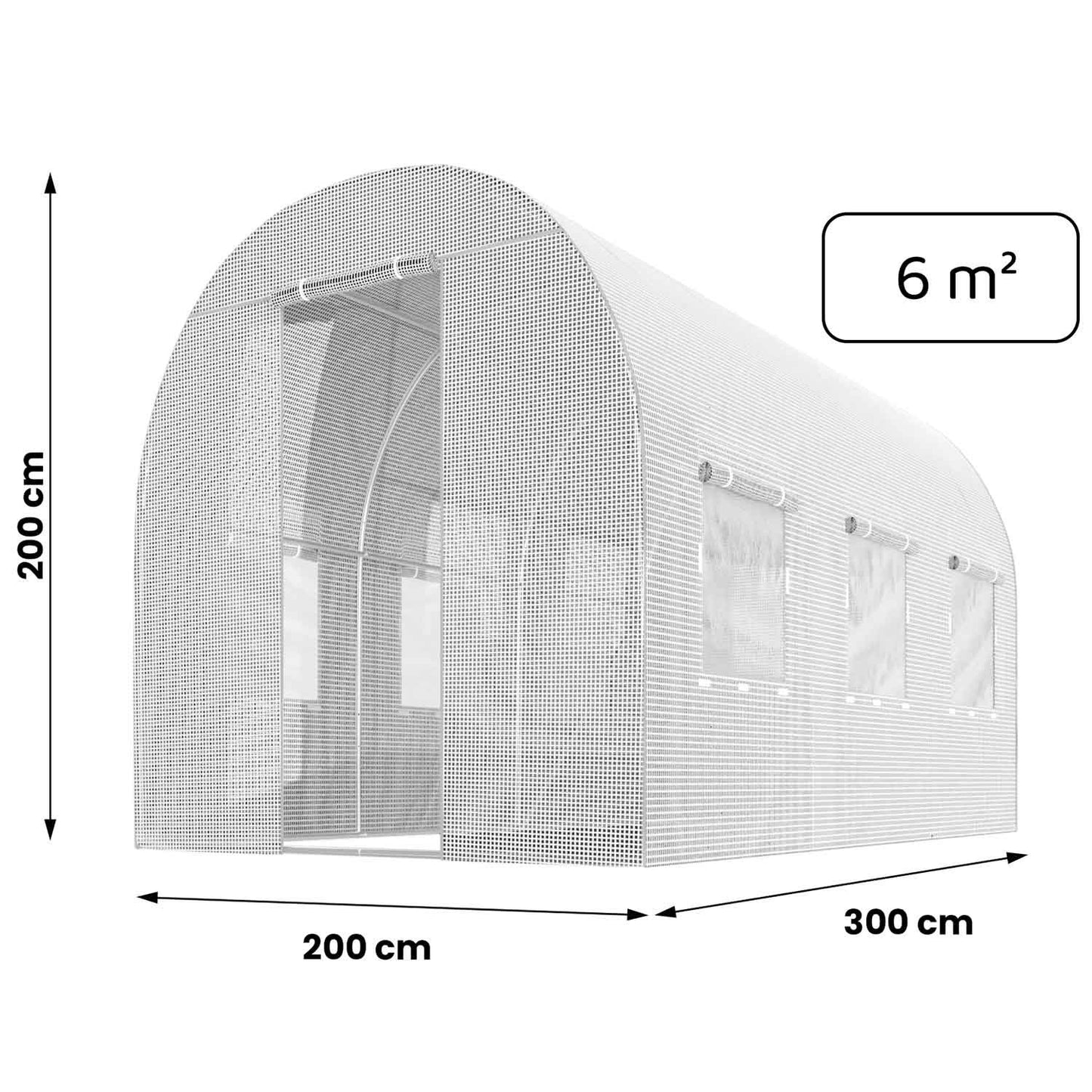 Reinforced garden tunnel 2x3m (6m2) white Plonos