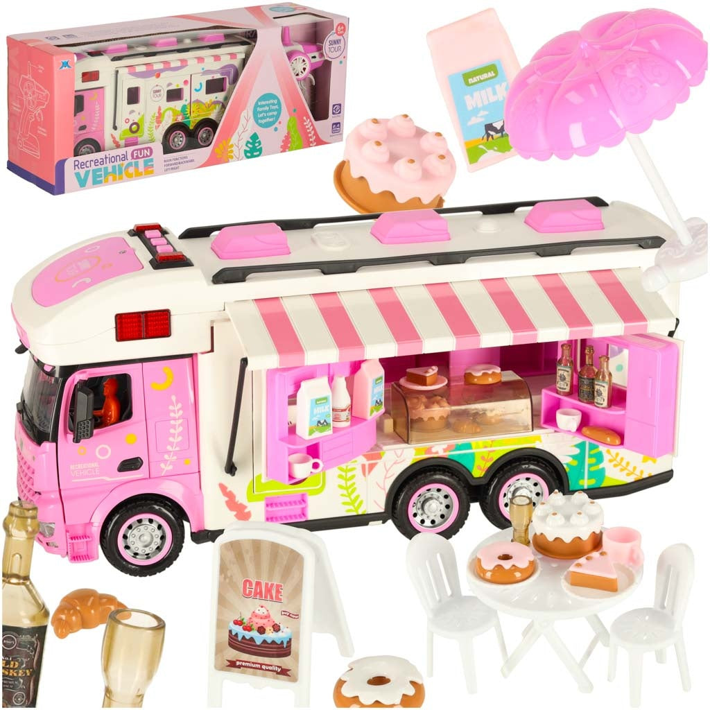 Remote Control Camper Car, 2.4GHz, Lights & Sounds, Pink