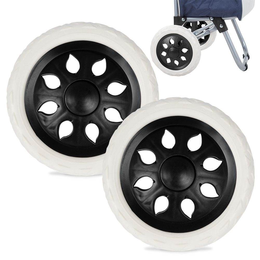 Replaceable black wheels 16 cm for shopping carts, 2-pack