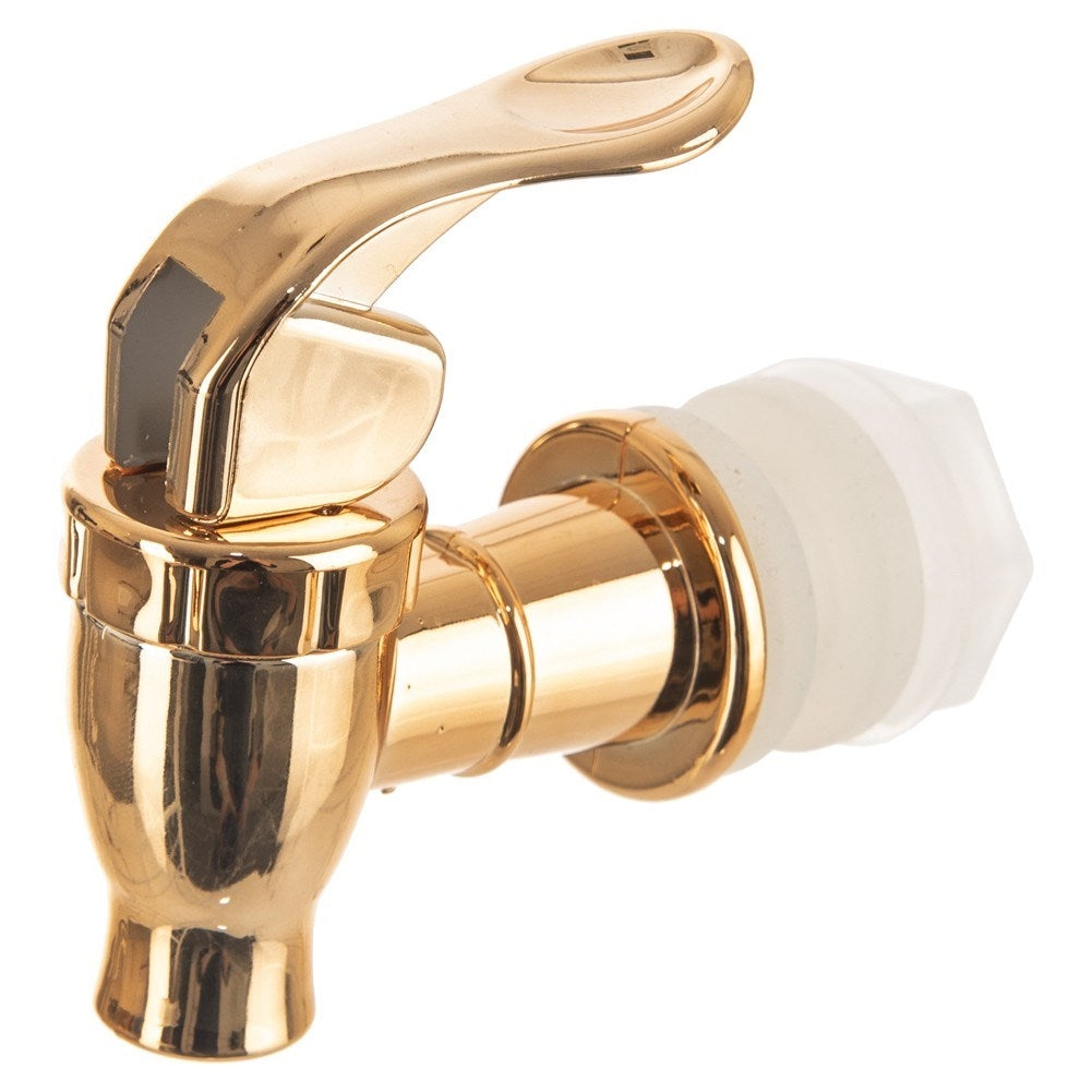 Replaceable durable plastic faucet in gold with gaskets and cover plug