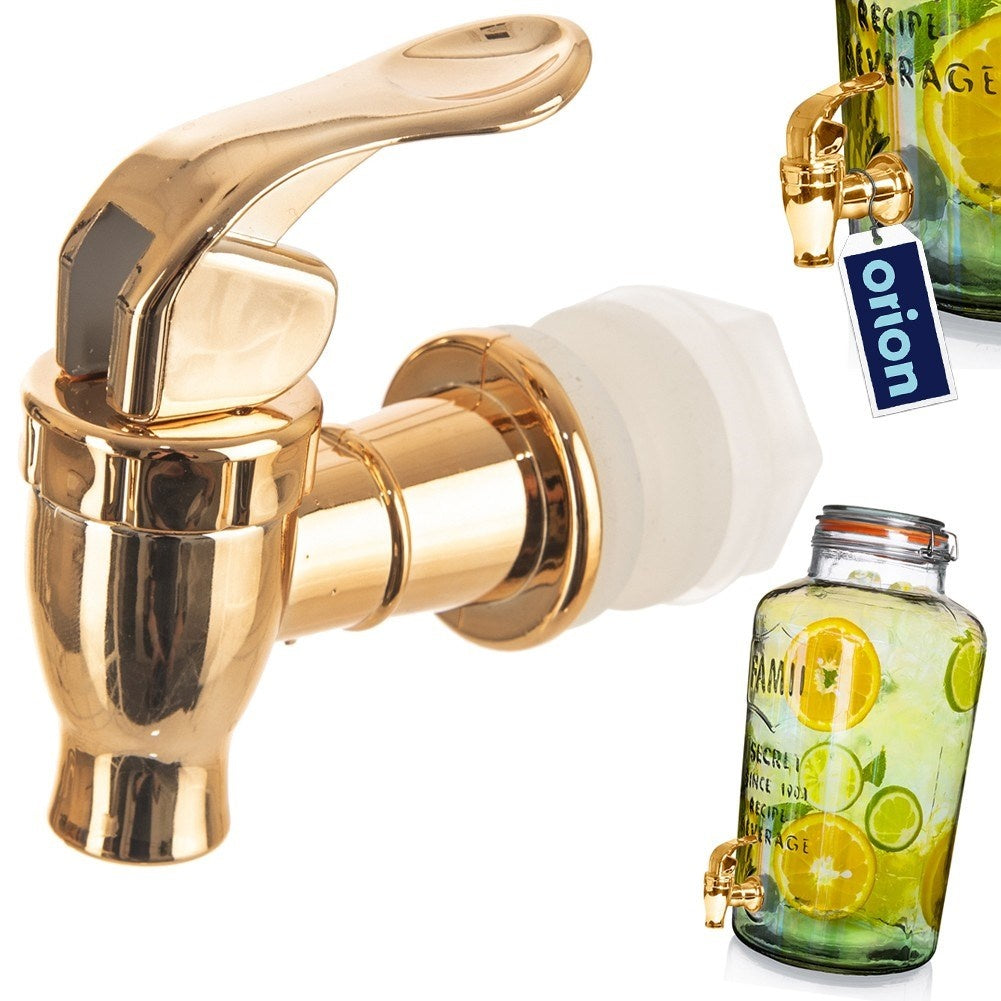 Replaceable durable plastic faucet in gold with gaskets and cover plug