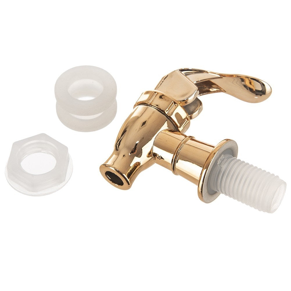 Replaceable durable plastic faucet in gold with gaskets and cover plug