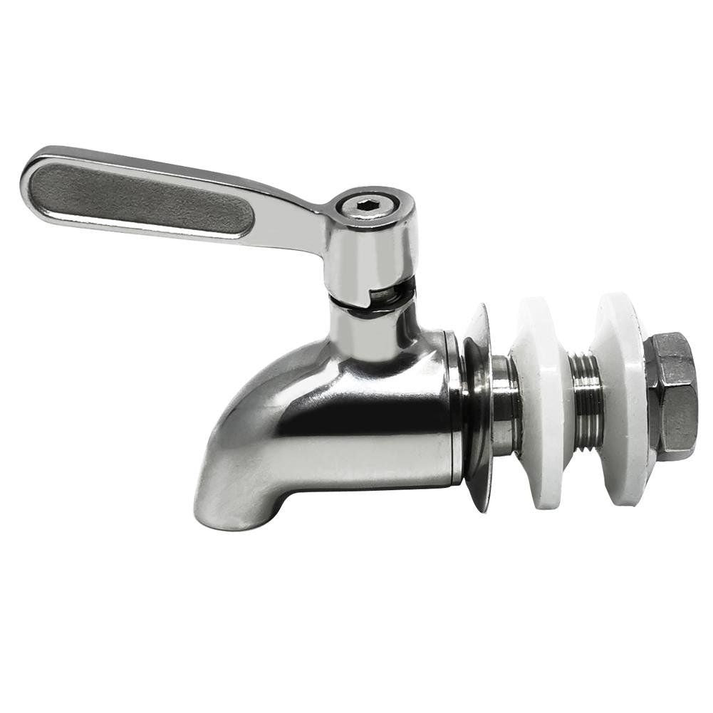 Replaceable tap for cans, steel, robust with gaskets.