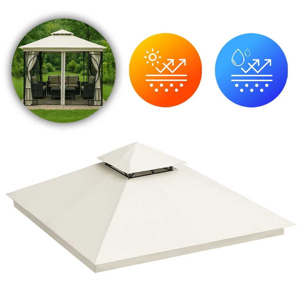 Replacement Roof for Garden Pavilion 3x3 m Waterproof with Ventilation Opening Beige MultiGarden
