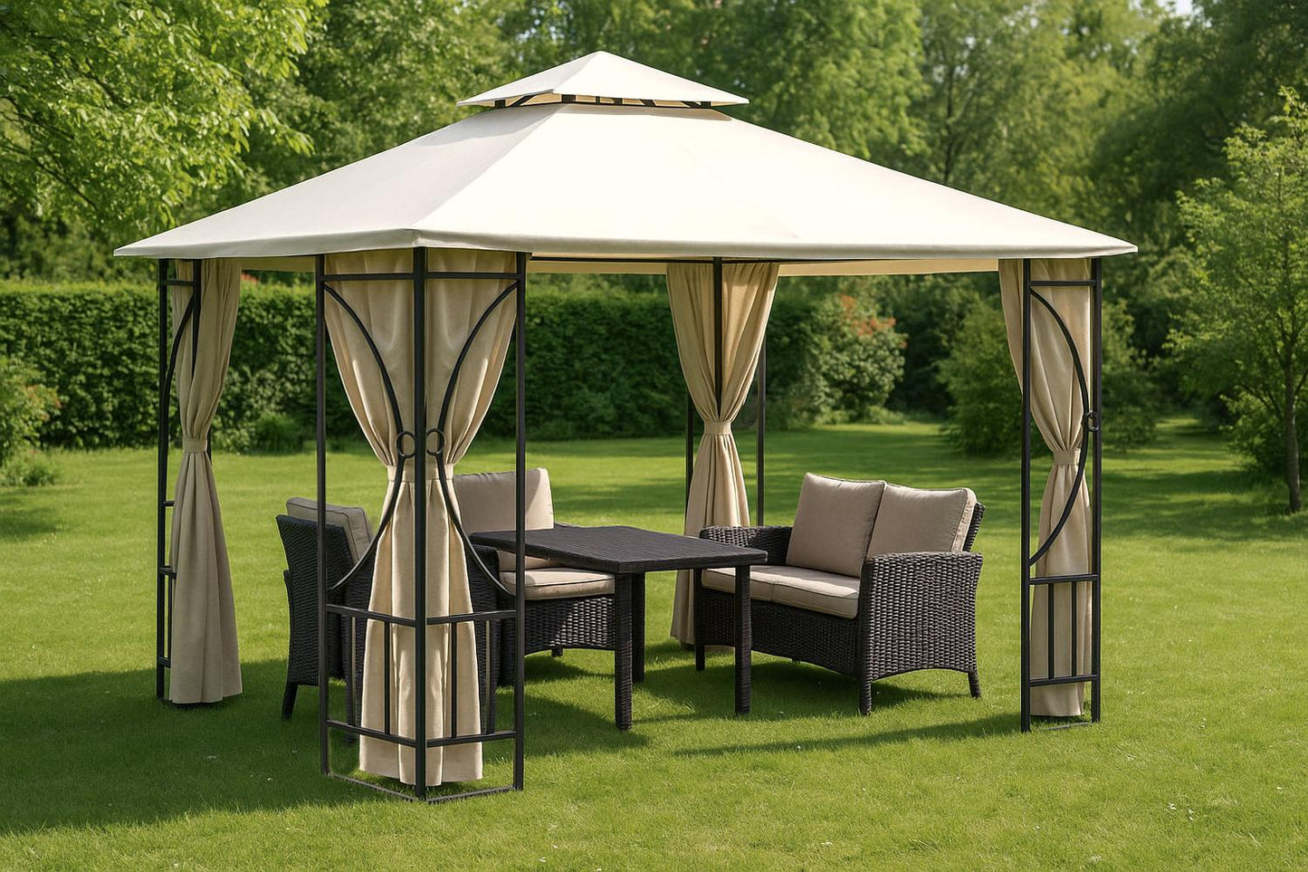Replacement Roof for Garden Pavilion 3x3 m Waterproof with Ventilation Opening Beige MultiGarden