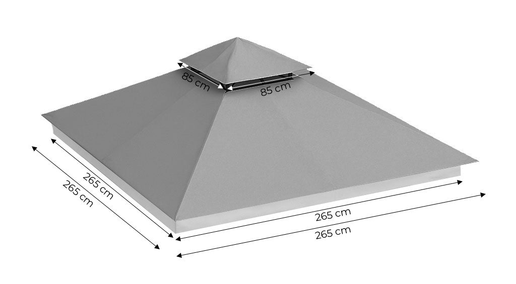 Replacement Roof for Garden Pavilion 3x3 m Waterproof with Ventilation Opening Grey MultiGarden