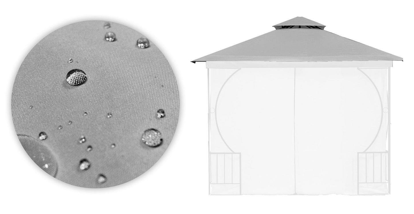 Replacement Roof for Garden Pavilion 3x3 m Waterproof with Ventilation Opening Grey MultiGarden