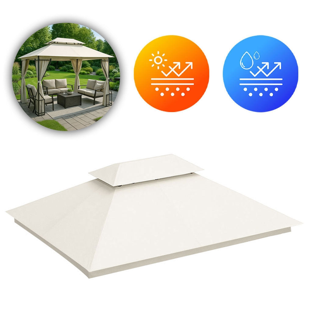 Replacement Roof for Garden Pavilion 3x4 m Waterproof with Ventilation Opening Beige MultiGarden