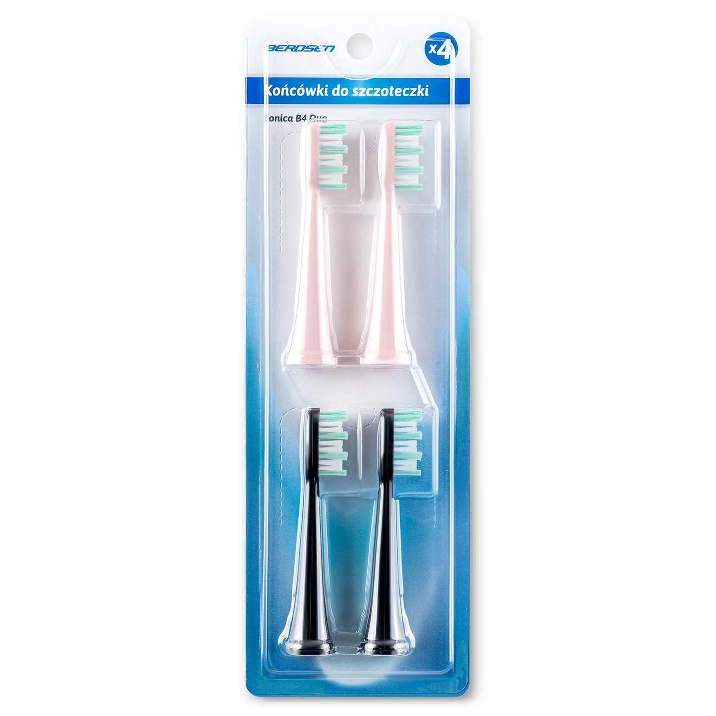 Replacement brush heads for sonic toothbrush Berdsen DUO - 4-pack