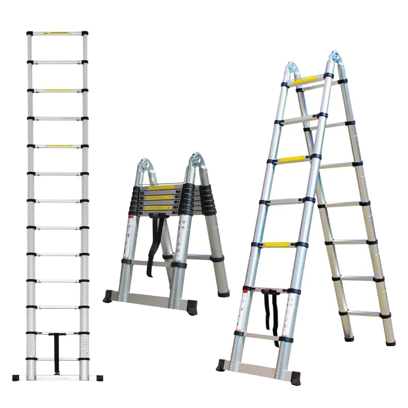 Retractable Aluminum Telescopic Ladder, 4.4M, Lightweight