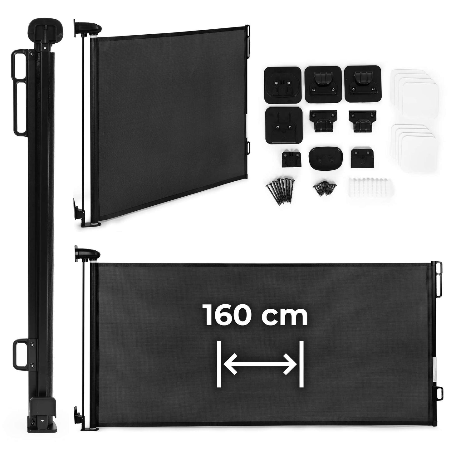 Retractable Safety Gate for Stairs & Doors, 160 cm, Black