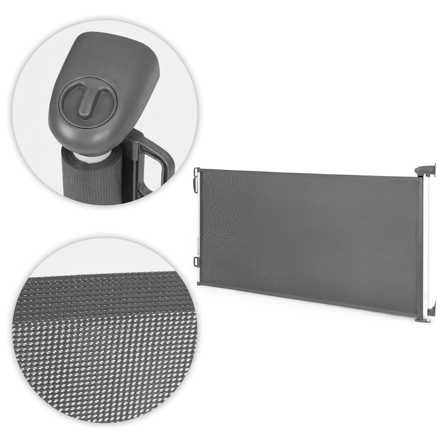 Retractable Safety Gate for Stairs & Doors, 160 cm, Grey