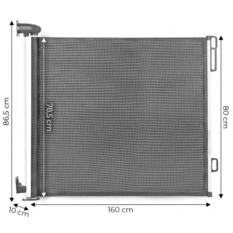 Retractable Safety Gate for Stairs & Doors, 160 cm, Grey