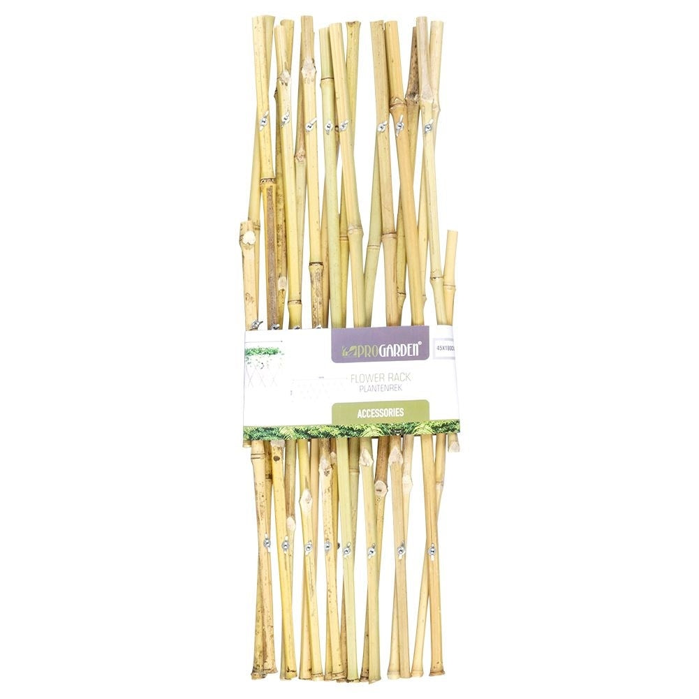 Retractable bamboo trellis for climbing plants in the garden