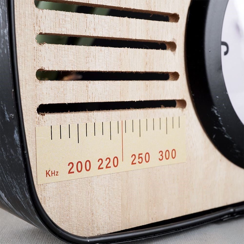 Retro Clock Radio in Black Metal and MDF for Desk/Table
