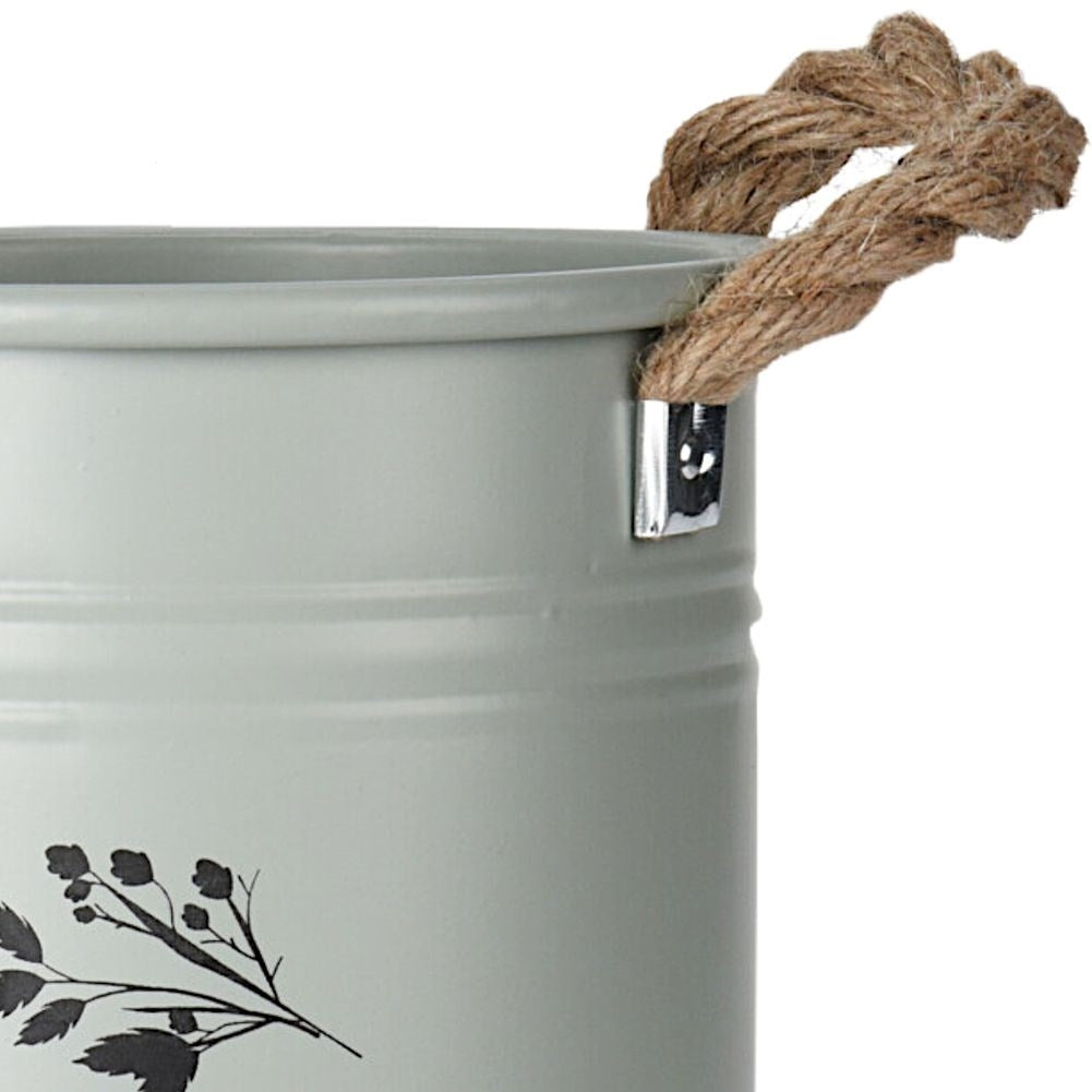 Retro Metal Pot with Rope Handle for Indoor/Outdoor