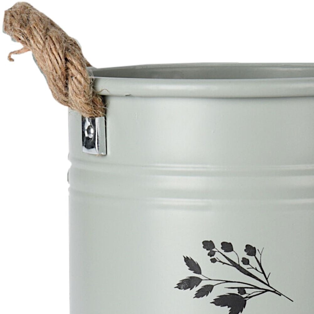 Retro Metal Pot with Rope Handle for Indoor/Outdoor