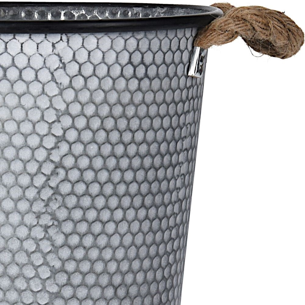 Retro Metal Pot with Rope Handle for Indoors and Outdoors
