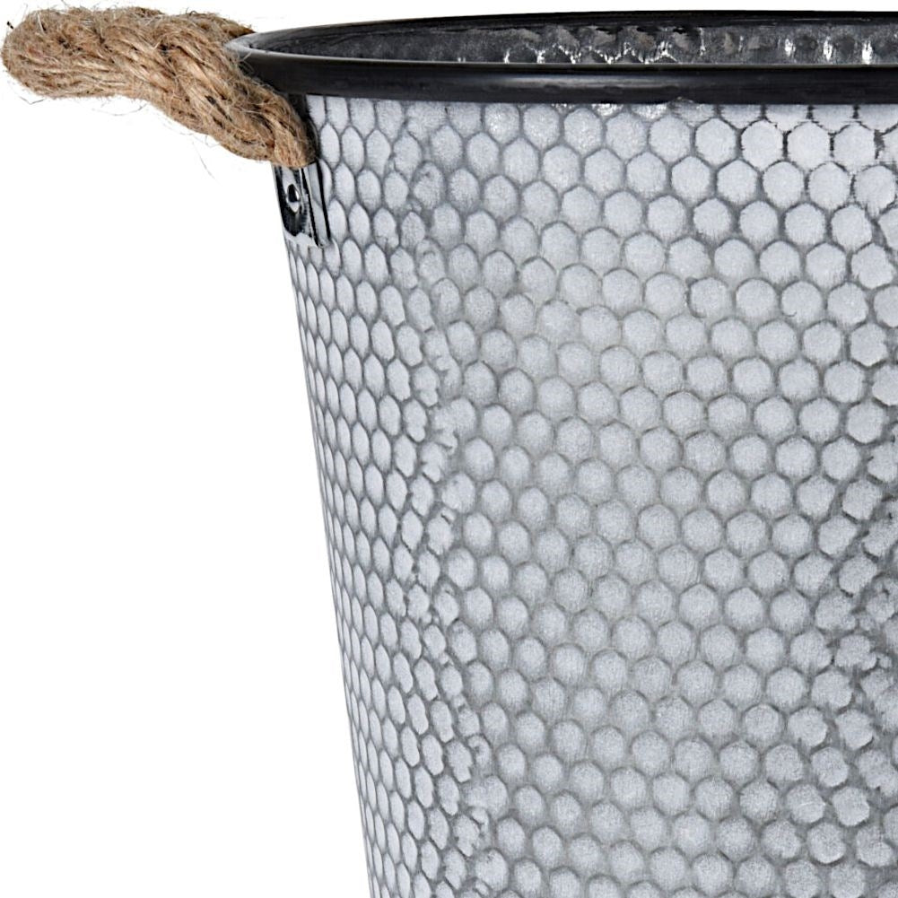 Retro Metal Pot with Rope Handle for Indoors and Outdoors