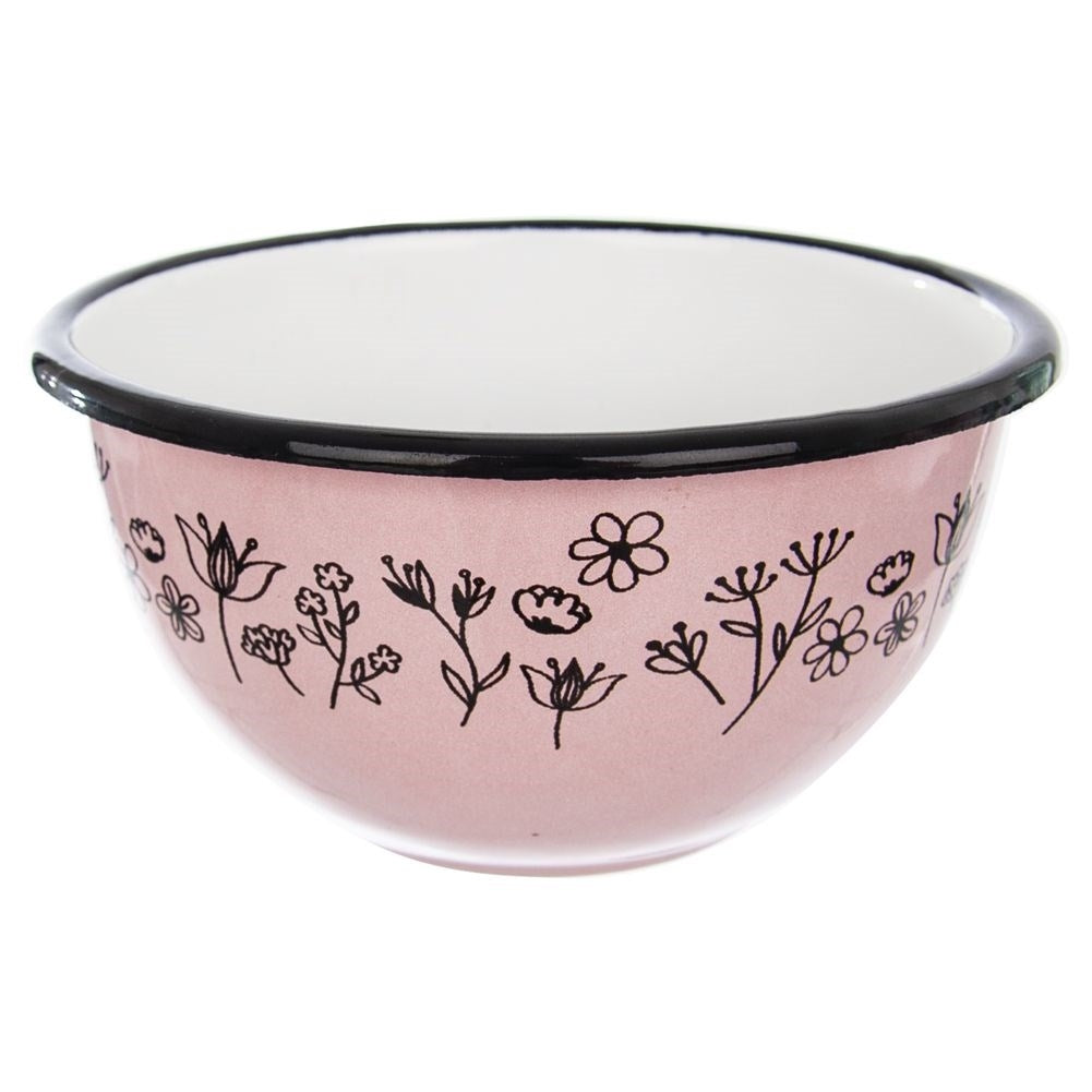 Retro enamel bowl for soup, salad, snacks and fruit