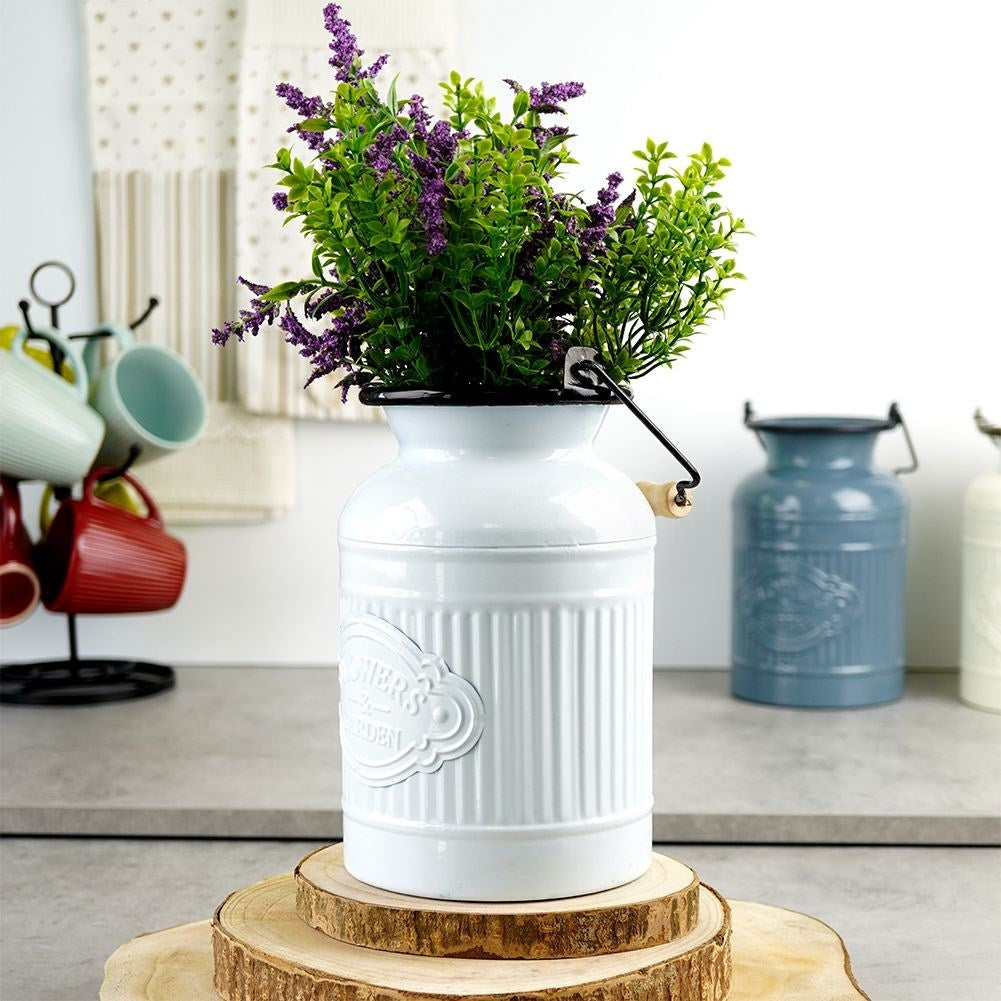 Retro light gray metal jug - stylish decoration