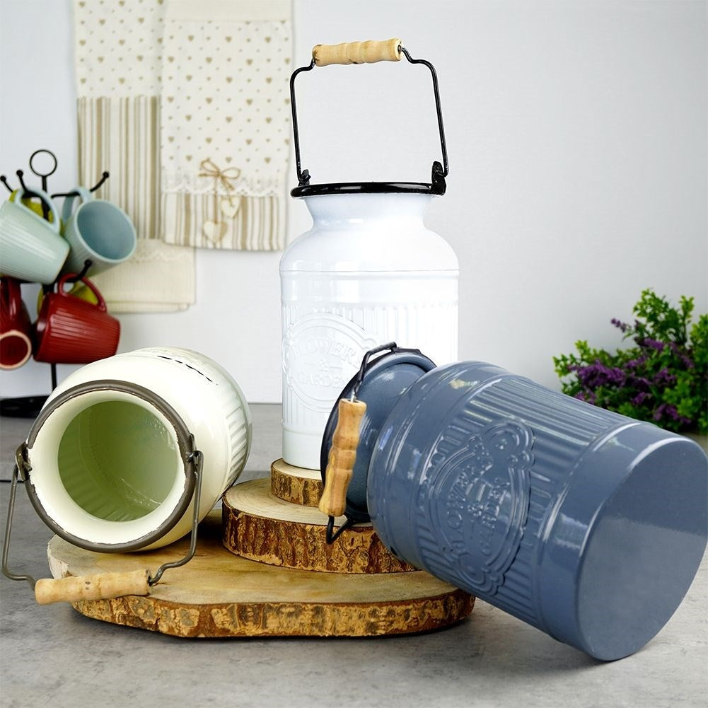 Retro light gray metal jug - stylish decoration