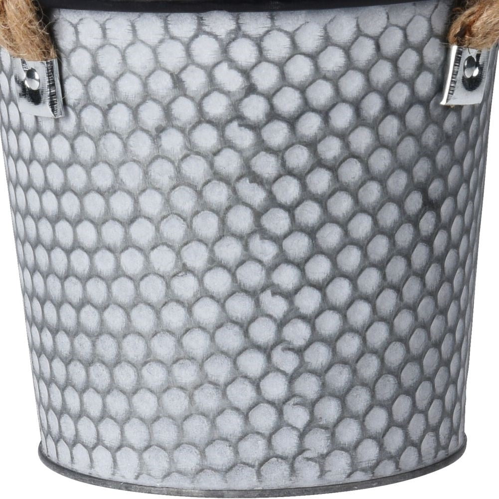 Retro style metal pot with jute rope handle, for indoor/outdoor use