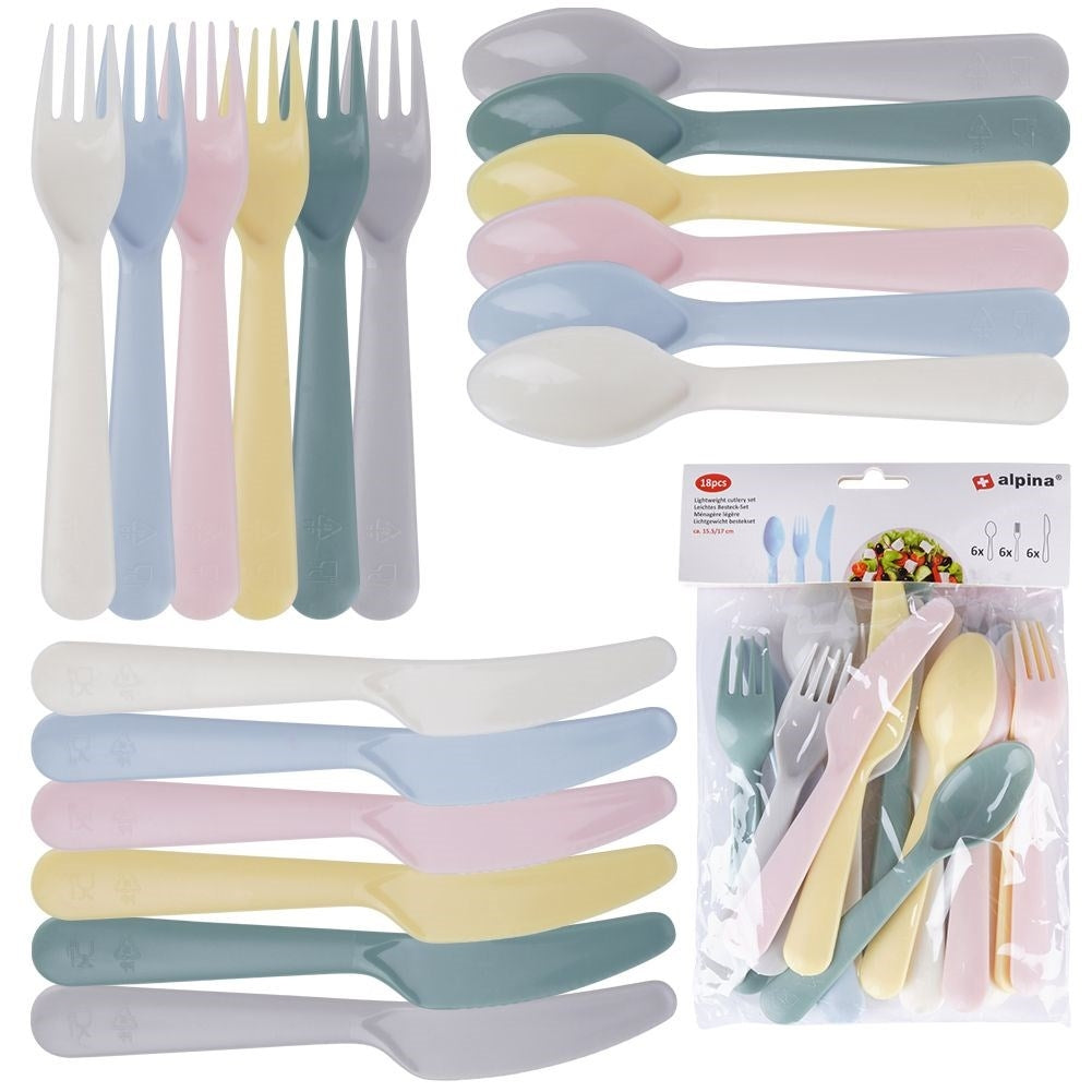 Reusable 18-piece cutlery set in pastel colors for children
